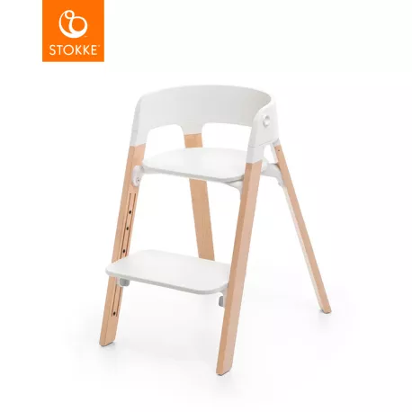 Stokke® Steps Trona Evolutiva asiento blanco / patas naturales 349701