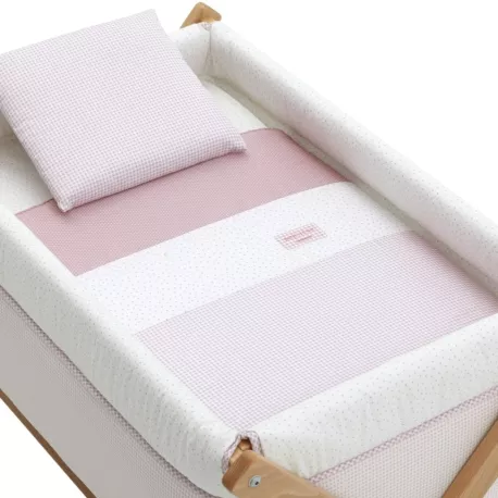 Minicuna Tijera Madera Vichy10 rosa