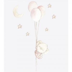 Sueños de Cigüeña Vinilo Infantil Bear Balloon Girl