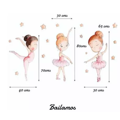 Sueños de Cigüeña Vinilo Infantil Bailamos medidas