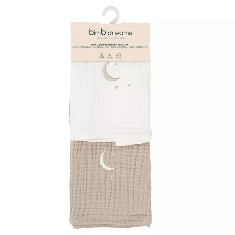Bimbidreams Set 2 Gasas Matalase Algodón beige Bimbidreams Set 2 Gasas Matalase Algodón beige