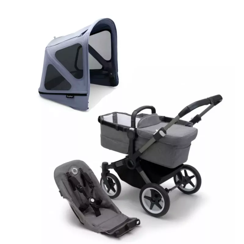 Bugaboo Donkey 5 Dúo Chasis Graphite con Capotas Ventiladas, color azul