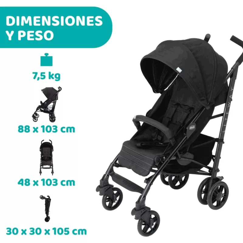 Chicco Silla de Paseo Liteway 4 jet black medidas
