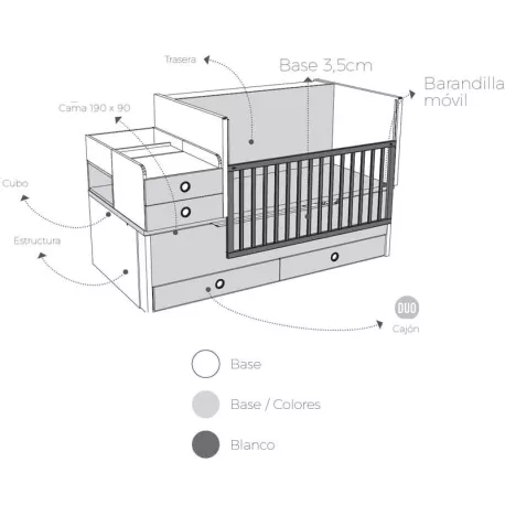 Ros Convertible 140x70cm Bi-Cama Plus