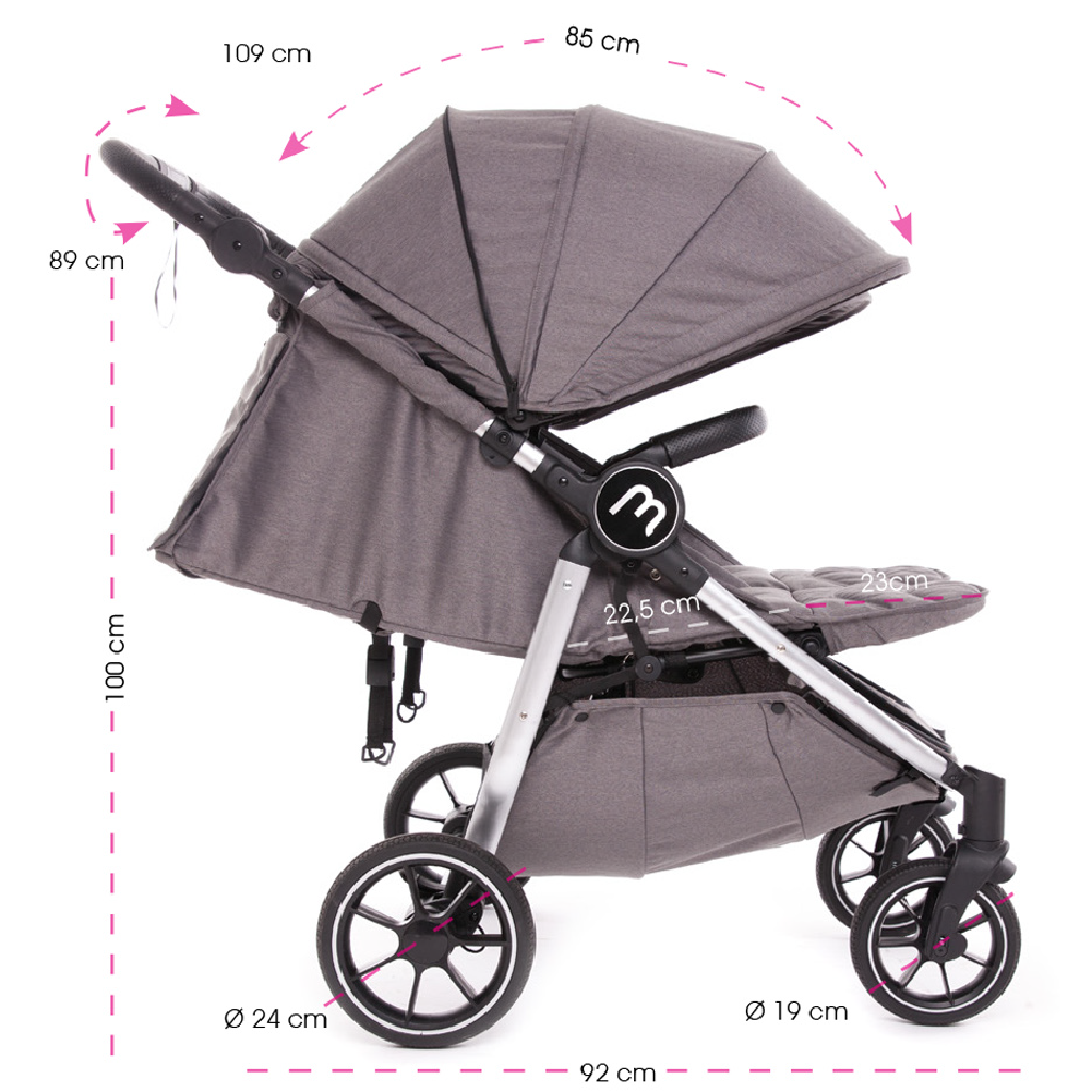 baby monster silla easy twin 4s medidas lateral