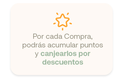 por cada compra acumula y canjea puntos por descuentos
