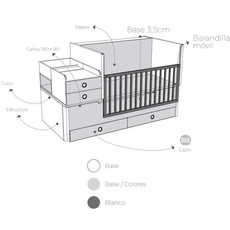 Cuna convertible infantil Bicama de ROS